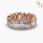 925 Sterling Silver Multi-shape Moissanite Eternity Ring | Engagement Ring for Women | Stackable Alternating Sparkling Wedding Band