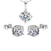 925 Sterling Silver Solitaire Round Pendant and Earring Set