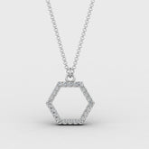 Goldhartz Hexagon Necklace Pendant with Chain | Simulated Diamonds | 925 Sterling Silver | 18kt Gold & Rose Gold Overlay | Handcrafted | For Women & Girls | Best Gift for Her