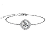 925 Sterling Silver Round Solitaire Halo Bracelet
