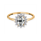 White Topaz April Birthstone Princess Diana Inspired Halo Ring in 18K Yellow Gold Vermeil Overlay Sterling Silver for Women | 12 Birthstones | AAA+ Quality | Handcrafted | Best Gift for Her | Royal Radiance | Goldhartz