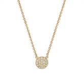 Sparkling Simulated Diamond Pave Round Disk Necklace Pendant with Chain | 925 Sterling Silver | 18kt Gold & Rose Gold Overlay | Handcrafted | For Women & Girls | Best Gift for Her | Goldhartz