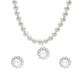 Goldhartz Vintage Style Pearl Necklace Set with Floral Pendant and Earrings | AAA+ Stone Quality | Handcrafted | For Women & Girls | Best Gift for Her
