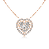 925 Sterling Silver Basket Set Heart Halo Pendant Necklace