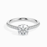 925 Sterling Silver Solitaire Ring with Solitaire Ring with Pave Shank