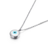 Goldhartz Bezel Set Evil Eye Necklace Pendant with chain| 925 Sterling Silver | 18kt Gold & Rose Gold Overlay | Handcrafted | For Women & Girls | Best Gift for Her
