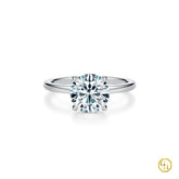 925SS Classic Solitaire Round Diamond Engagement Ring with 4 Prong Basket Setting