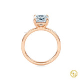 925SS Classic Solitaire Emerald Cut Diamond Engagement Ring with 4 Prong Basket Setting