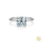 925SS Classic Solitaire Cushion Cut Diamond Engagement Ring with 4 Prong Basket Setting