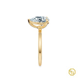925SS Classic Solitaire Pear Diamond Engagement Ring with 4 Prong Basket Setting