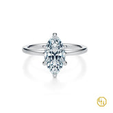 925SS Classic Solitaire Marquise Cut Diamond Engagement Ring with 4 Prong Basket Setting