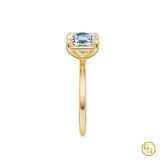 925SS Classic Solitaire Asscher Cut Diamond Engagement Ring with 4 Prong Basket Setting