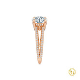 925SS Classic Solitaire Round Diamond Pave Split Shank Engagement Ring