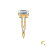 925SS Classic Solitaire Emerald Cut Diamond Pave Split Shank Engagement Ring