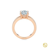 925SS Classic Solitaire Cushion Cut Diamond Pave Split Shank Engagement Ring