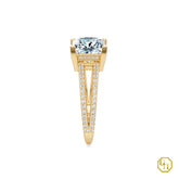 925SS Classic Solitaire Princess Cut Diamond Pave Split Shank Engagement Ring