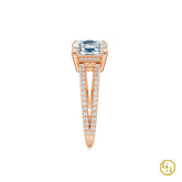 925SS Classic Solitaire Asscher Cut Diamond Pave Split Shank Engagement Ring