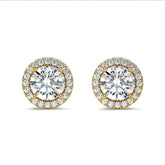 925 Sterling Silver Round Solitaire Halo Stud Earrings