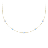 Goldhartz Evil Eye Bead Station Necklace | 925 Sterling Silver | 18kt Gold & Rose Gold Overlay | Handcrafted | For Women & Girls | Best Gift for Her