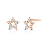 Goldhartz Star Stud Earrings with Simulated Diamonds | 925 Sterling Silver | 18kt Gold & Rose Gold Overlay | Handcrafted | For Women & Girls | Best Gift for her