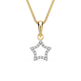 Stellar Open Pave Simulated Diamond Star Pendant Necklace with Chain | 925 Sterling Silver | 18kt Gold & Rose Gold Overlay | Handcrafted | For Women & Girls | Best Gift for Her | Goldhartz