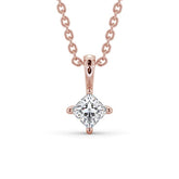 Goldhartz Princess Cut Solitaire Four Claw Necklace Pendant with Chain | Swarovski Zirconia 925 Sterling Silver | Handcrafted | 18kt Gold & Rose Gold Overlay | For Women & Girls | Best Gift for Her