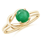 Goldhartz Natural Gemstone Round Solitaire Infinity Knot Ring for Women | 12 Birthstones | AAA+ Stone Quality | 925 Sterling Silver | 18kt Yellow Gold Overlay | Handcrafted | Engagement Ring | Best Gift for Her