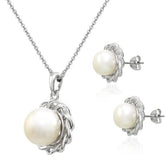 Goldhartz Twisted Rope Pearl Pendant and Earring Set Vintage Style with Chain | AAA+ Pearl Quality | 925 Sterling Silver | Handcrafted | For Women & Girls | Best Gift for Her