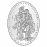 999 Fine Silver Radha Krishna Oval Shape Silver Coin of 10 Gram for Saving/ Gifting | Handcrafted | Worship God | Goldhartz