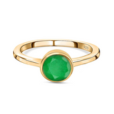 Emerald May Birthstone Bezel set Solitaire Ring in 18K Yellow Gold Vermeil Overlay Sterling Silver for Women | 12 Birthstones | AAA+ Quality | Handcrafted | Best Gift for Her | Goldhartz