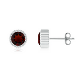 925 Sterling Silver Milgrain Bezel Set Round Gemstone Stud Earrings Rhodium Plated | Jewelry for Women 3