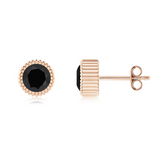 925 Sterling Silver Milgrain Bezel Set Round Gemstone Stud Earrings 18kt Rose Gold Plated