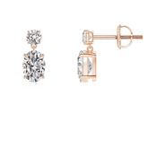 925 Sterling Silver Oval and Round Gemstone Drop Earrings | Sparkle with Elegance