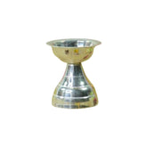 Silver Diya/ Ghee Vilakku/ Lamp - Silver Pooja Items for home, Return gift for Navarathri, Wedding, Housewarming & other festivals | Handcrafted | Worship God | Goldhartz