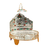 Silver Handcrafted Small Singhasan for Krishna idol/ Bal Gopala throne/ Aasana for Bhagavan for Home Temple and Pooja, Prosperity Gift - 80 Gram | Handcrafted | Worship God | Goldhartz