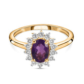 Amethyst February Birthstone Princess Diana Inspired Halo Ring in 18K Yellow Gold Vermeil Overlay Sterling Silver for Women | 12 Birthstones | AAA+ Quality | Handcrafted | Best Gift for Her | Royal Radiance | Goldhartz