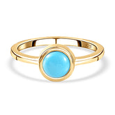 Arizona Sleeping Beauty Turquoise December Birthstone Bezel set Solitaire Ring in 18K Yellow Gold Vermeil Overlay Sterling Silver for Women | 12 Birthstones | AAA+ Quality | Handcrafted | Best Gift for Her | Goldhartz