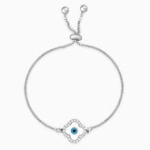 Enchanting Clover Shaped Halo Evil Eye Bead Bolo Bracelet, Adjustable | Nazariya Bracelet | 925 Sterling Silver | Handcrafted | For Women & Girls | Best Gift for Her | Goldhartz