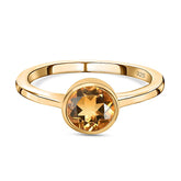 Citrine November Birthstone Bezel set Solitaire Ring in 18K Yellow Gold Vermeil Overlay Sterling Silver for Women | 12 Birthstones | AAA+ Quality | Handcrafted | Best Gift for Her | Goldhartz