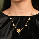 Stunning Moissanite Polki Station Necklace: Timeless Elegance in 925 Sterling Silver with 18kt Gold Plating