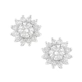 Moissanite Halo Round Earring in 925 Sterling Silver