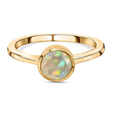 Ethiopian Welo Opal October Birthstone Bezel set Solitaire Ring in 18K Yellow Gold Vermeil Overlay Sterling Silver for Women | 12 Birthstones | AAA+ Quality | Handcrafted | Best Gift for Her | Goldhartz