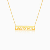Golden Personalised Name Engraved with Love Necklace