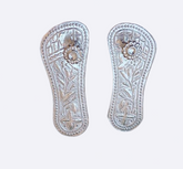 Silver Maha Laxmi Charan Paduka for Home Temple and Pooja, Prosperity Gift| Handcrafted | Worship God | Goldhartz
