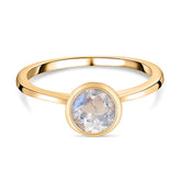 Rainbow Moonstone June Birthstone Bezel set Solitaire Ring in 18K Yellow Gold Vermeil Overlay Sterling Silver for Women | 12 Birthstones | AAA+ Quality | Handcrafted | Best Gift for Her | Goldhartz