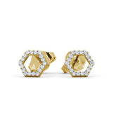 Goldhartz Hexagon Stud Earrings | Simulated Diamonds | 925 Sterling Silver | 18kt Gold & Rose Gold Overlay | Handcrafted | For Women & Girls | Best Gift for Her