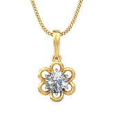 Goldhartz Solitaire Zircon 6 Petals Floral Necklace Pendant with Chain | 925 Sterling Silver | 18kt Gold & Rose Gold Overlay | Handcrafted | For Women & Girls | Best Gift for Her
