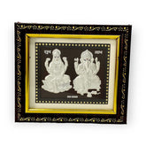 999 Pure Silver Ganesh Lakshmi Frame Gift Item for All Occasions & Festivals | Handcrafted | Worship God | Goldhartz