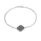 Timeless Black Onyx Clover Bracelet - Adjustable | Elegant Symbolism | Classic Design | Women's Fashion Accessory | 925 Sterling Silver | 18kt Gold & Rose Gold Overlay |Handcrafted | Goldhartz"