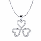 Open Pave Diamond 3 Leaf Clover Pendant Necklace | 925 Sterling Silver | Handcrafted | For Women & Girls | Best Gift for Her